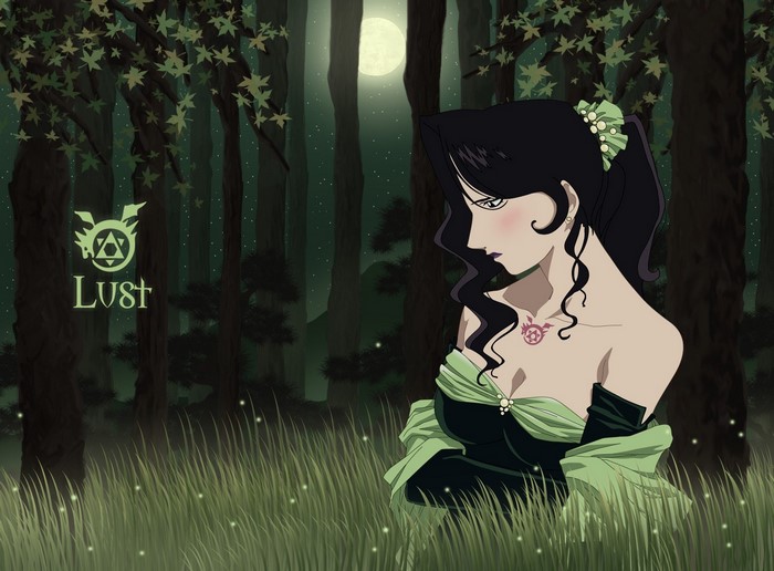 Lust from Fullmetal Alchemist in a forest