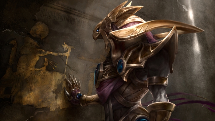 Azir from League of Legends in ancient tomb