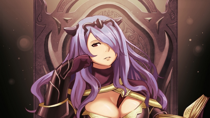 Camilla from Fire Emblem sitting on a throne