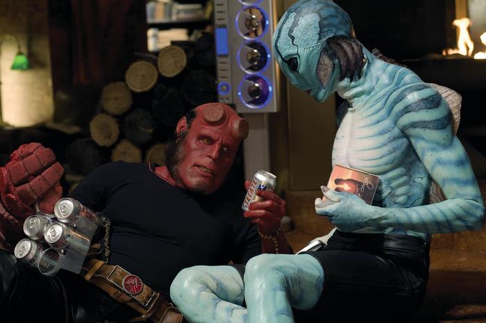 Hellboy and Abe Sapien with drinks