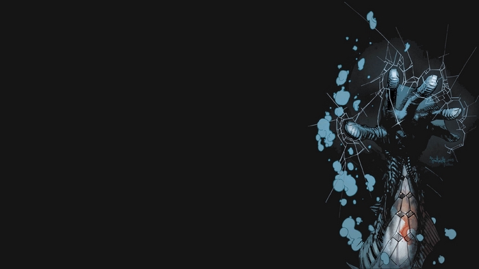 Abe Sapien reaching through cracked glass
