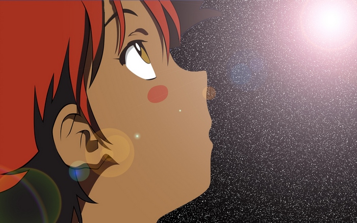Edward from Cowboy Bebop looking at the stars