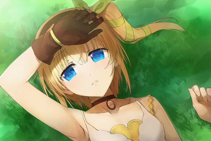 Edna from Zestiria lying on grass