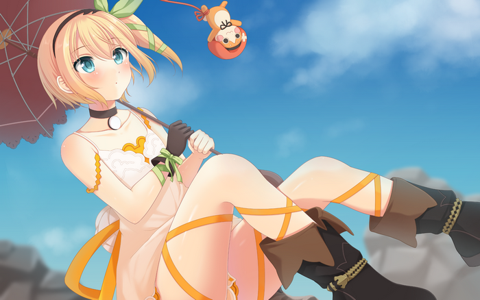 Edna from Zestiria with a monkey toy