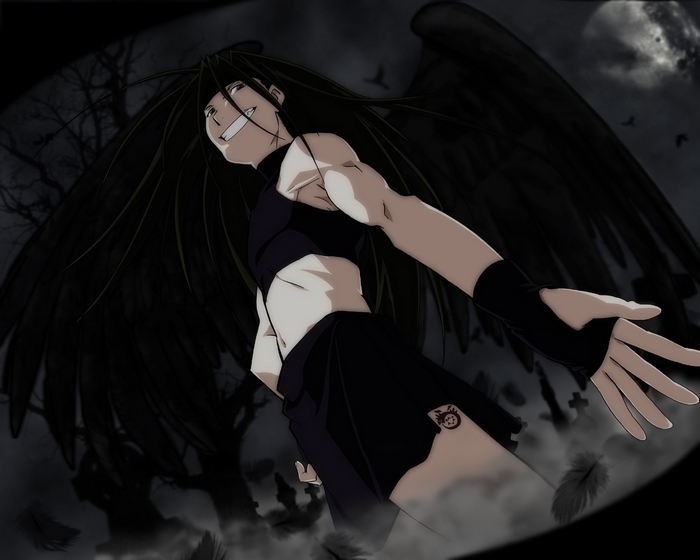 Envy from Fullmetal Alchemist with black wings