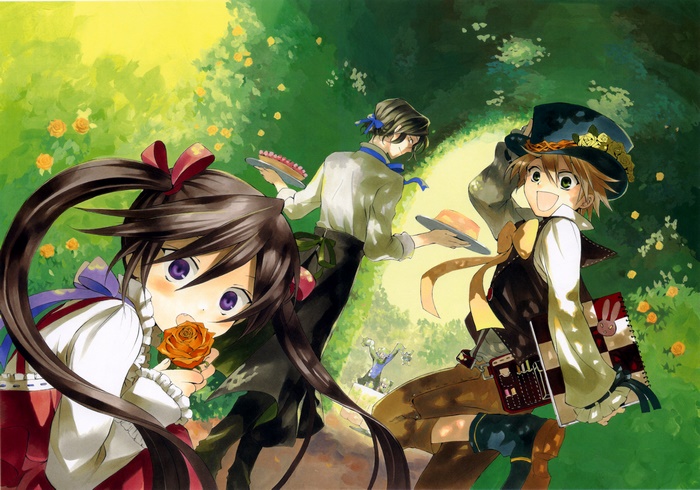 Oz Vessalius and friends in a garden