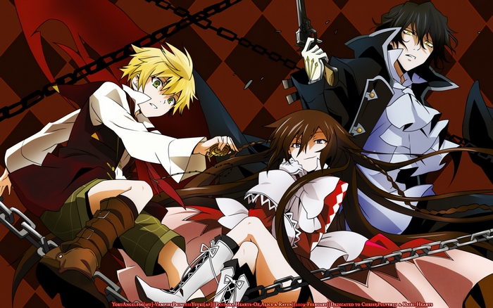 Oz Vessalius, Alice, and Raven from Pandora Hearts