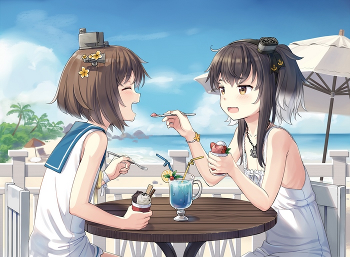 Yukikaze from Kantai Collection eating ice cream