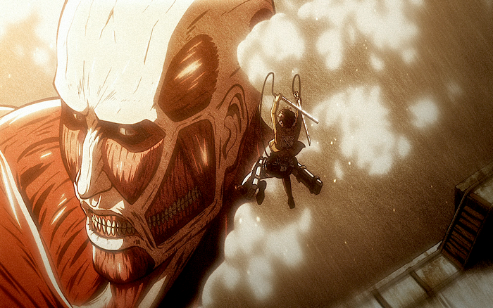 Colossal Titan and Bertolt Hoover from Attack on Titan
