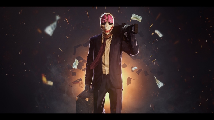Hoxton from Payday with a briefcase and camera