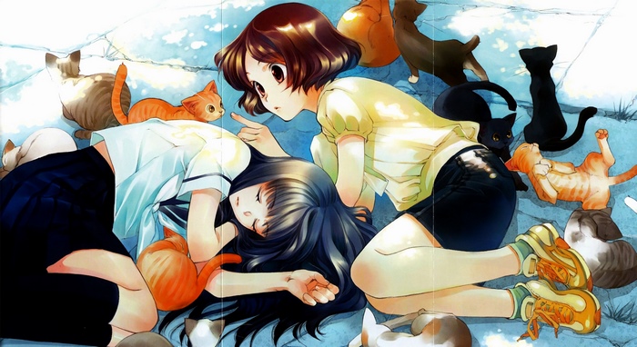 Misora Haruki with cats