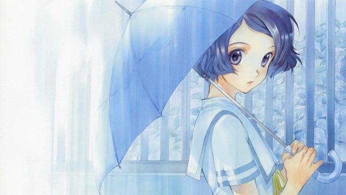 Misora Haruki with Umbrella in the Rain