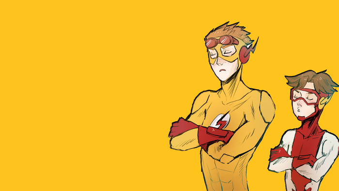 Kid Flash characters with arms crossed
