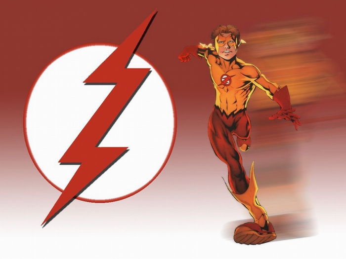 Kid Flash running with Flash symbol