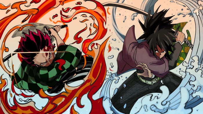 Dynamic Duel Between Flame and Water Warriors