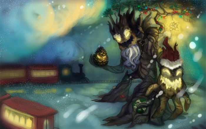 Maokai from League of Legends with Christmas theme