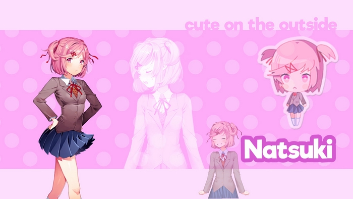 Natsuki from Doki Doki Literature Club! with Pink Polka Dots