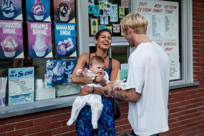 Eva Mendes, Ryan Gosling, and baby from The Place Beyond the Pines