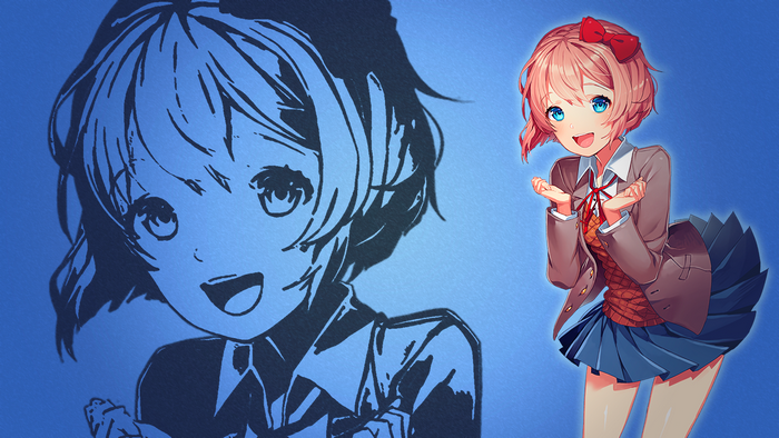 Sayori from Doki Doki Literature Club! anime art