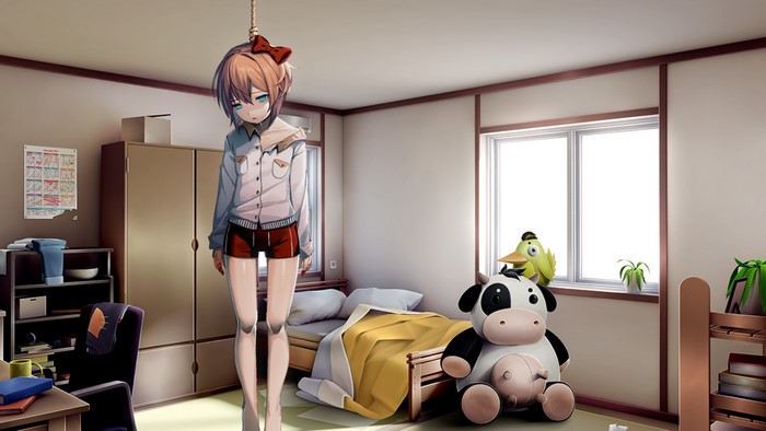 Sayori in a Cozy Bedroom from Doki Doki Literature Club