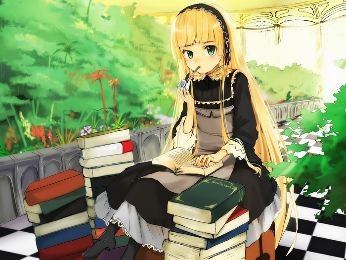 Victorique de Blois reading a book