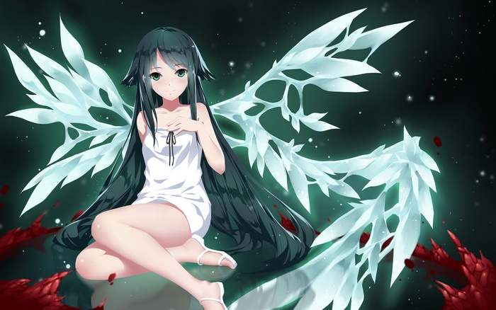 Saya from Saya No Uta with ice wings