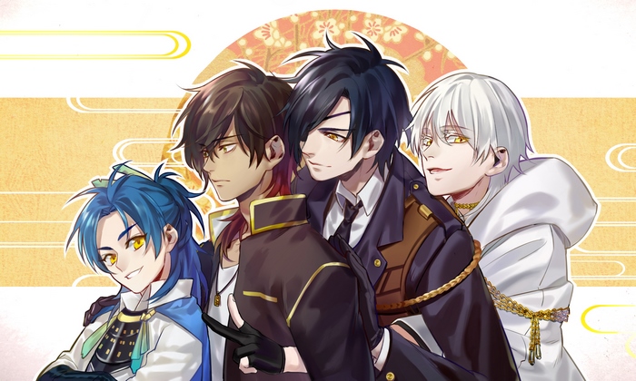Four men with anime art style