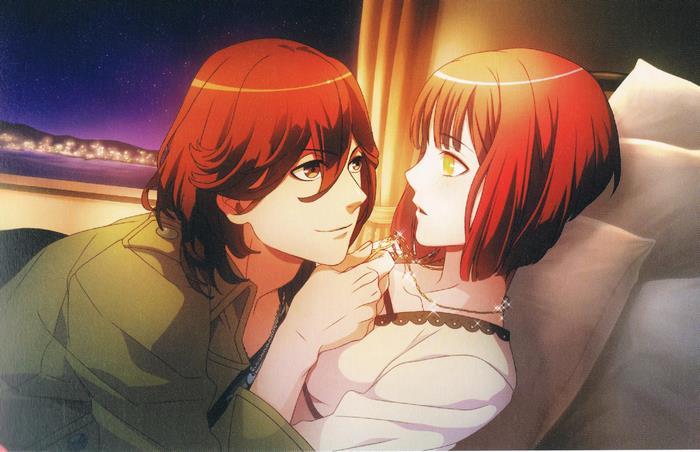 Nanami Haruka and a man looking at a necklace
