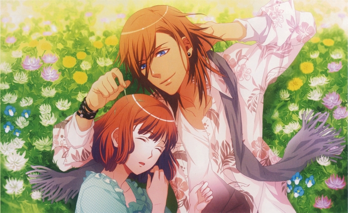 Nanami Haruka lying in a field of flowers