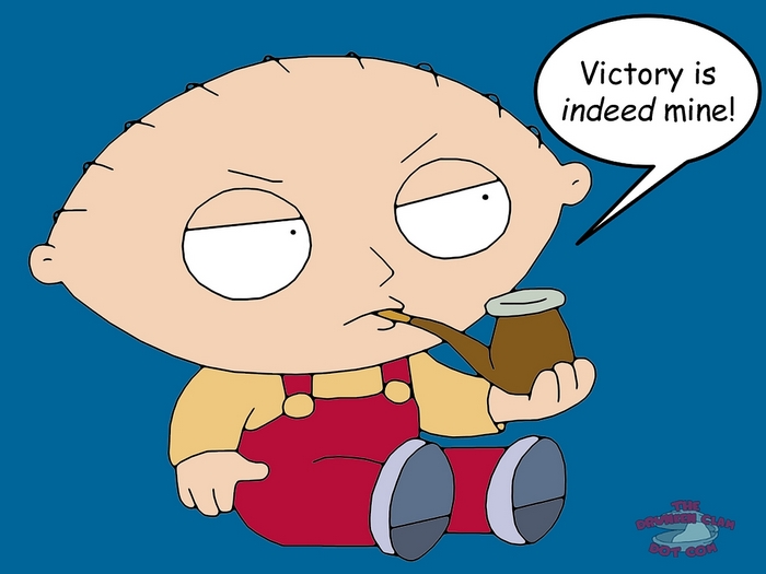 Stewie Griffin from Family Guy smoking a pipe