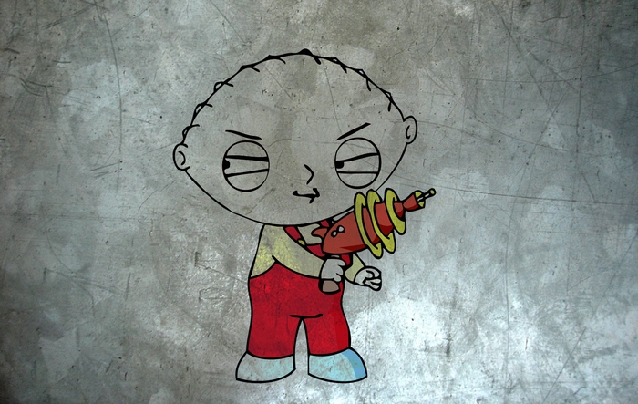 Stewie Griffin holding a ray gun