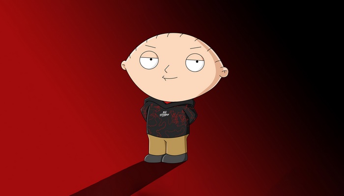 Stewie Griffin wearing a hoodie