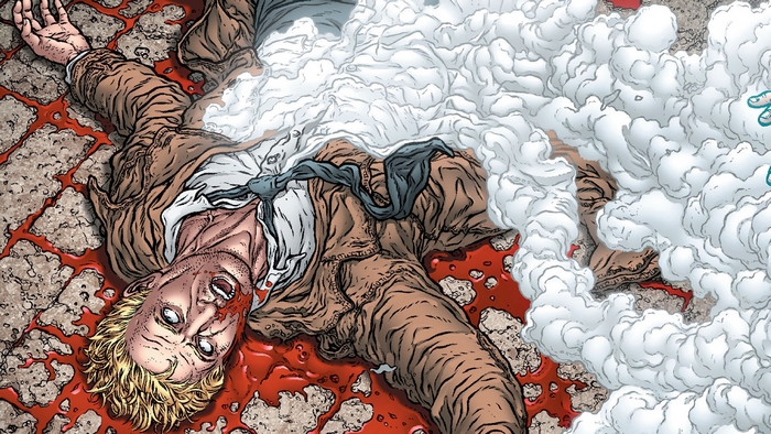 John Constantine from DC Comics lying in blood