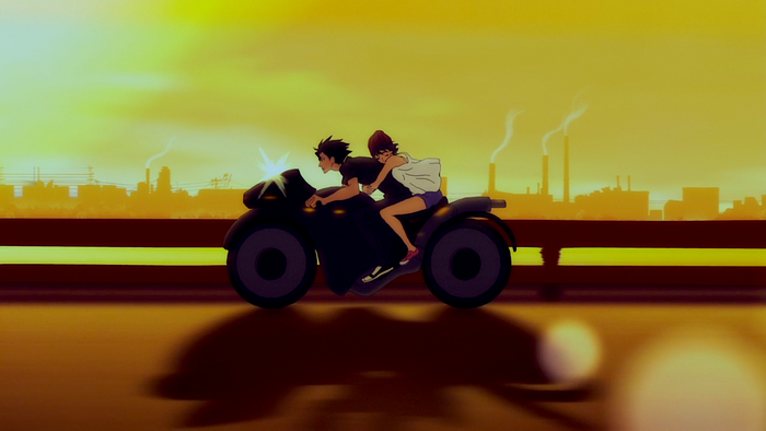 Akira Fudo on a motorcycle