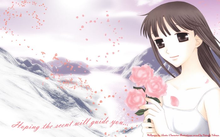 Tohru Honda from Fruits Basket holding roses