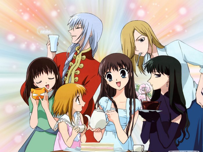 Fruits Basket characters at a tea party