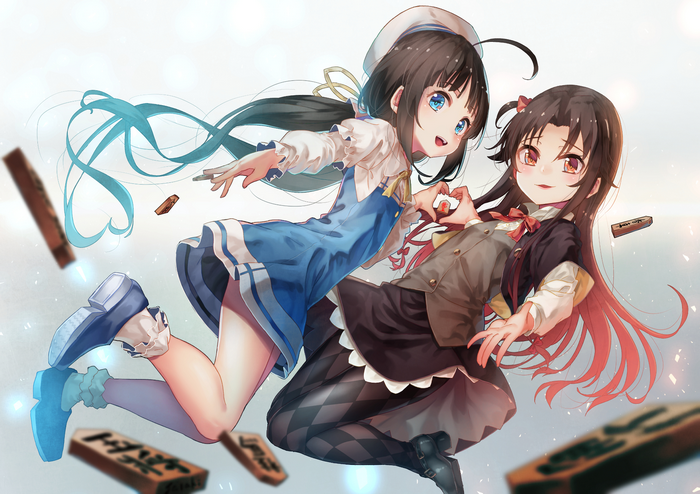 Ai Hinatsuru and another girl with Shogi pieces