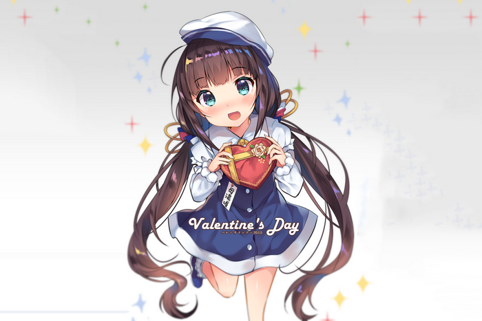 Ai Hinatsuru holding a Valentine's Day chocolate box