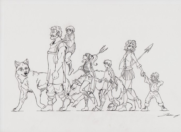 Meera Reed and companions with wolves