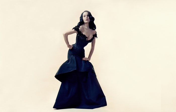 Dita Von Teese in a black gown