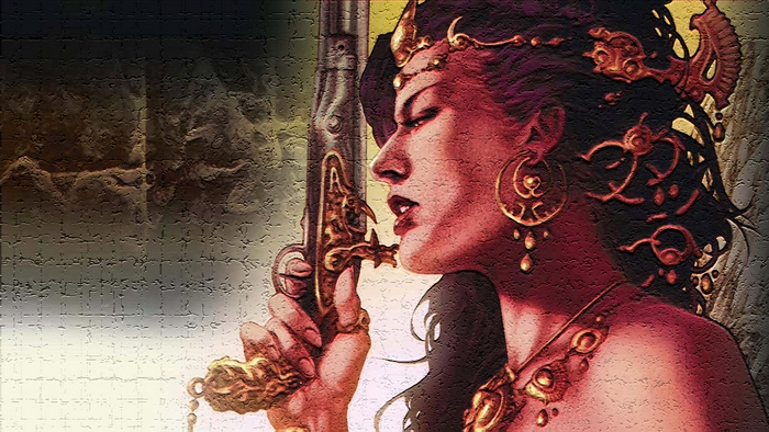 Dejah Thoris holding a pistol