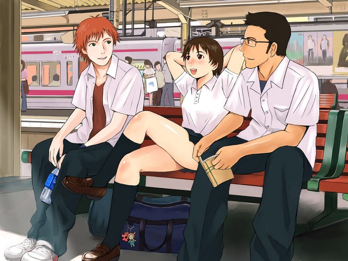 Makoto Konno at a train station