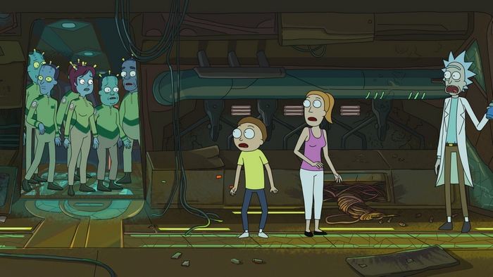 Rick and Morty with aliens