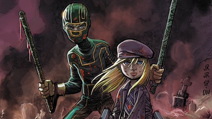 Hit-Girl and Kick-Ass in a Cemetery