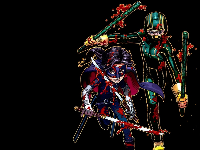 Hit-Girl from Kick-Ass covered in blood