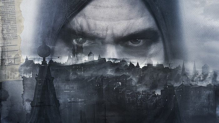 Garrett from Thief superimposed over a city
