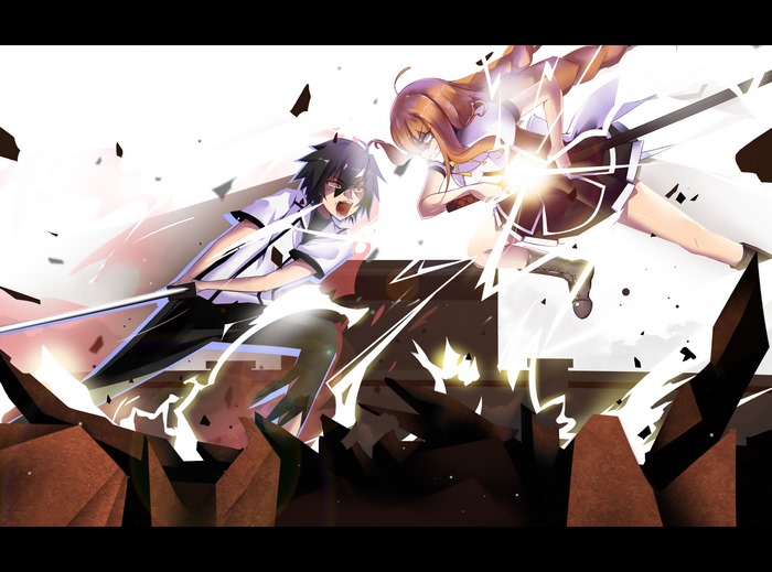 Ikki Kurogane and Stella Vermillion fighting