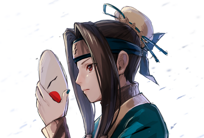 Haku from Naruto holding a mask