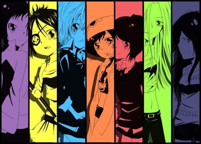 Chrome Dokuro and friends in colorful panels