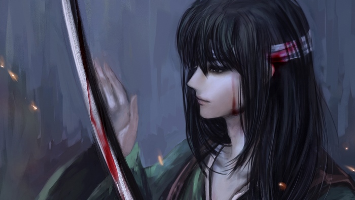 Kotaro Katsura with a bloody sword